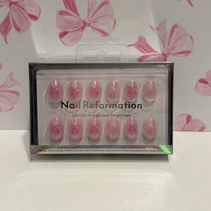 Nail Reformation Pink Press-On Nails with Bow Accent Extra Short Round
